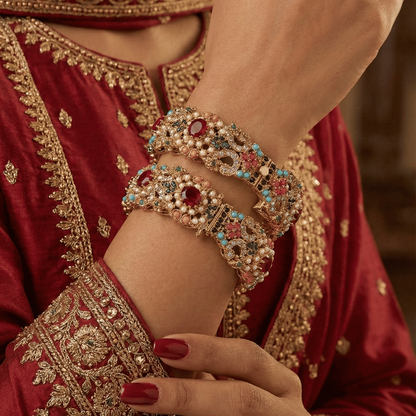 Eternal Navrattan Gold Statement Bangles