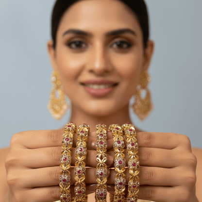 The Royal Ruby Zirconia Kada Set