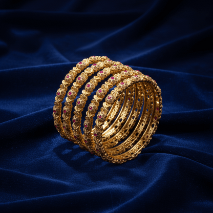 The Royal Ruby Zirconia Kada Set