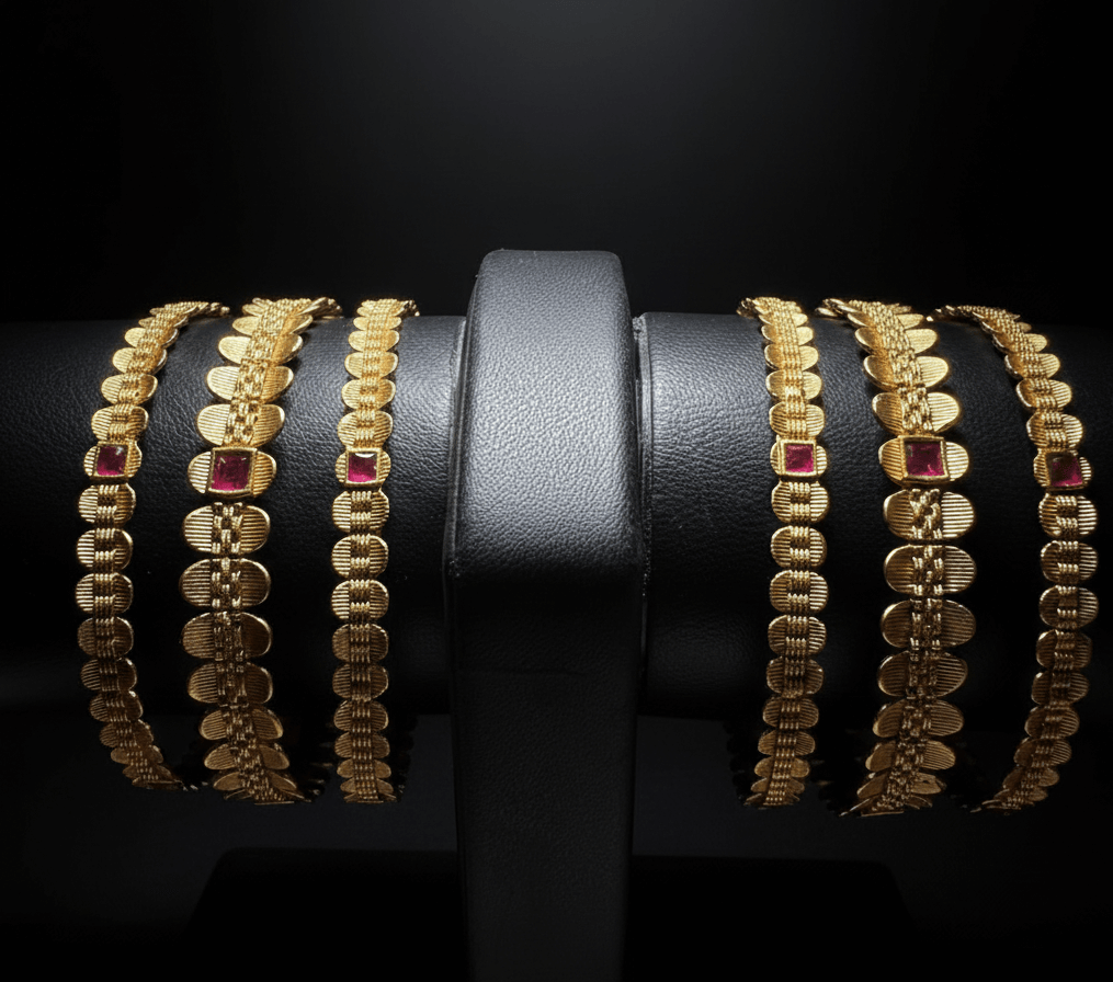 The Rajwari Ruby Bloom Kada Set (Set of Six)