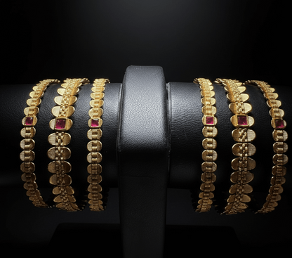 The Rajwari Ruby Bloom Kada Set (Set of Six)