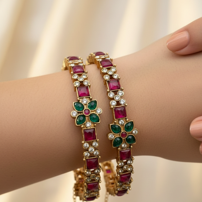 Ruby Emerald Bloom Bangles