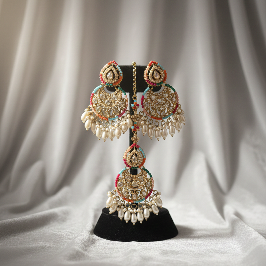 Heera Moti Maang Teeka Set