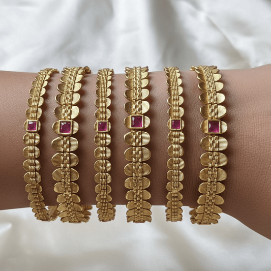 The Rajwari Ruby Bloom Kada Set (Set of Six)