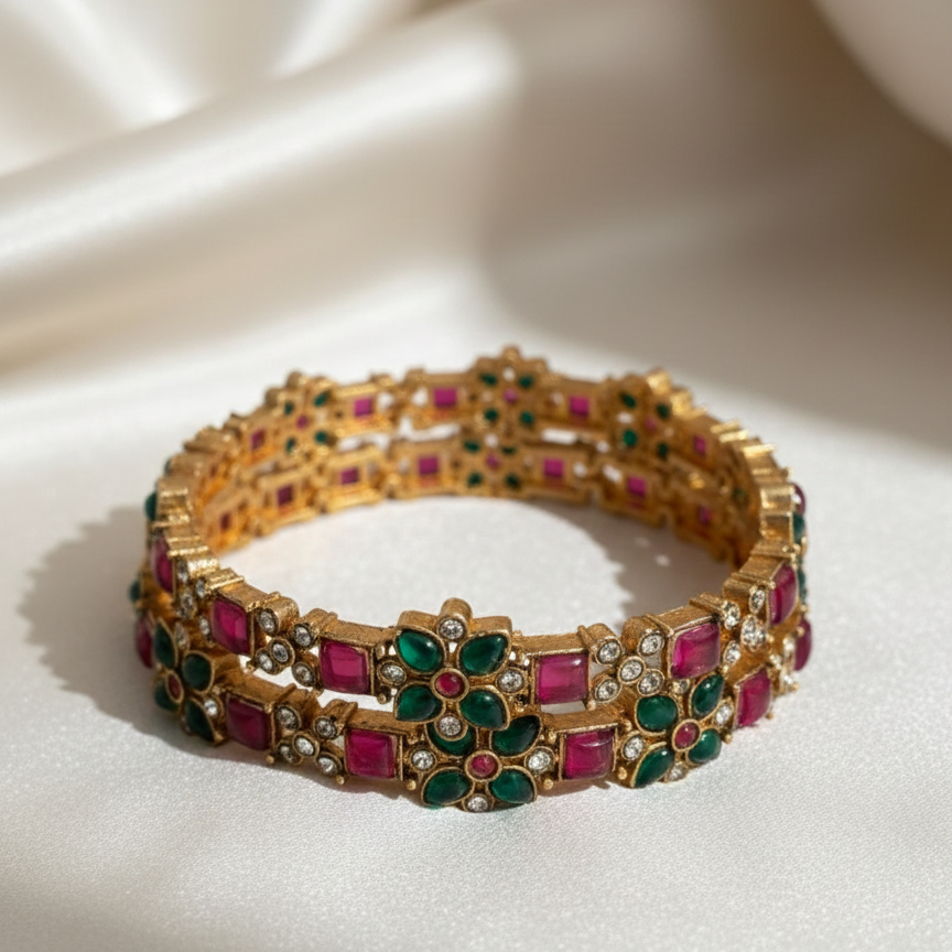 Ruby Emerald Bloom Bangles