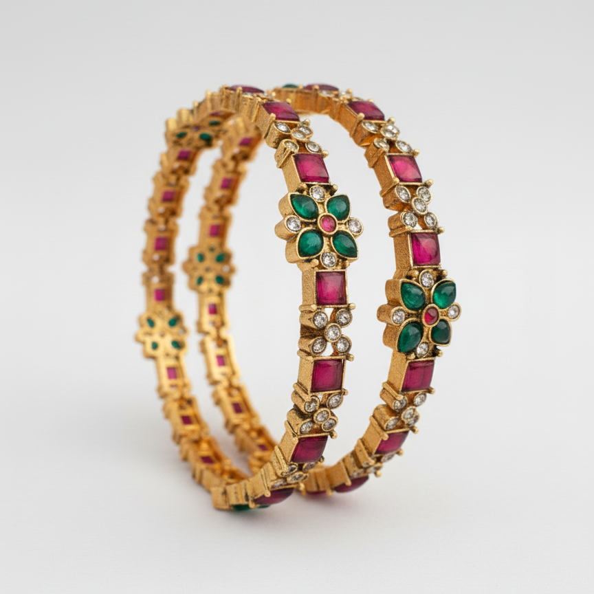 Ruby Emerald Bloom Bangles