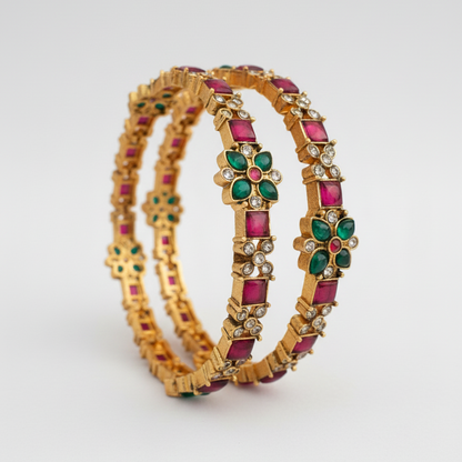 Ruby Emerald Bloom Bangles