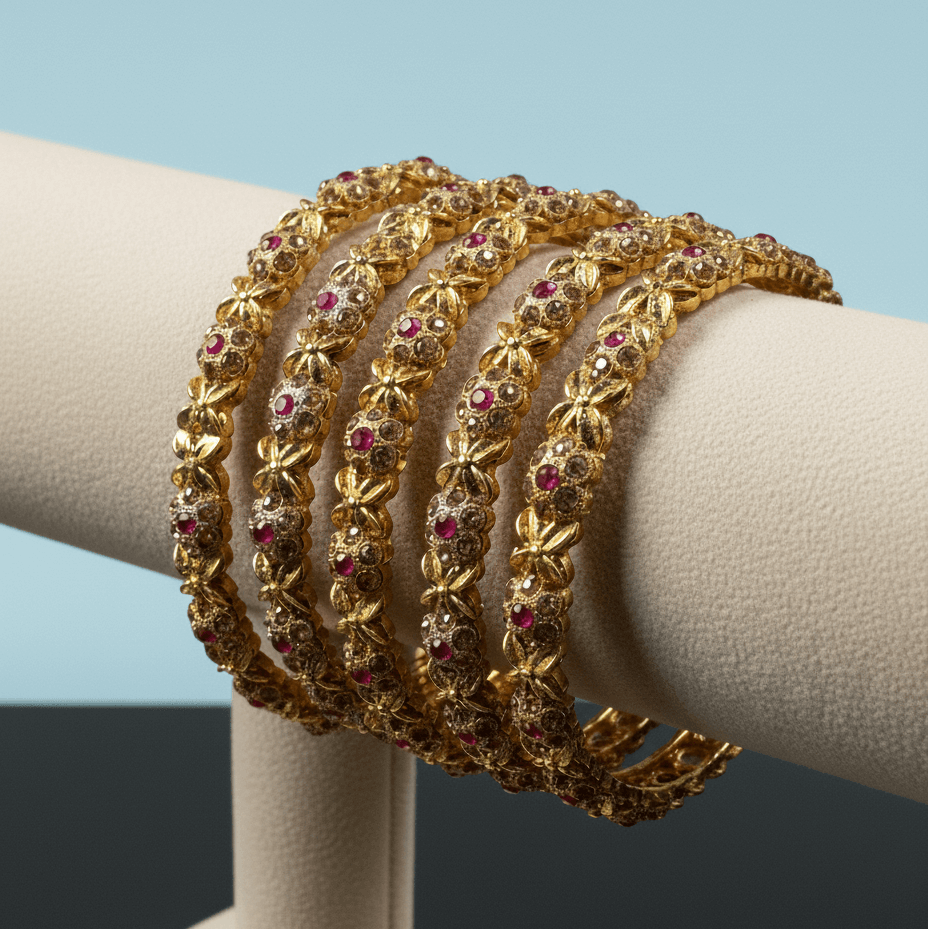 The Royal Ruby Zirconia Kada Set