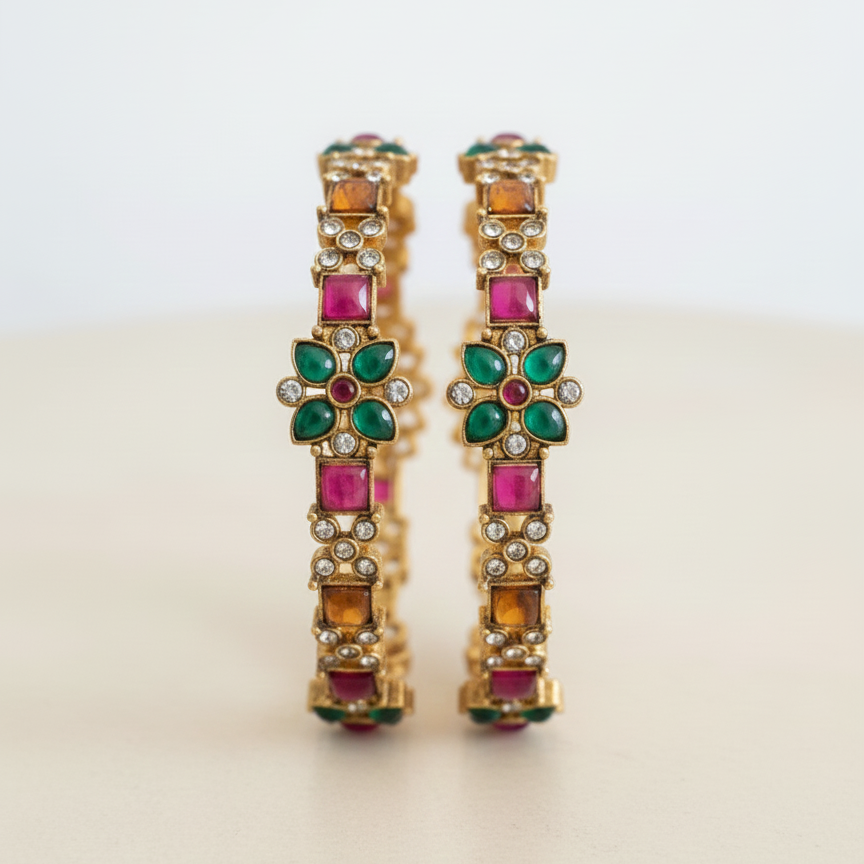 Ruby Emerald Bloom Bangles