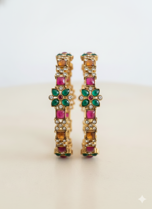 Ruby Emerald Bloom Bangles
