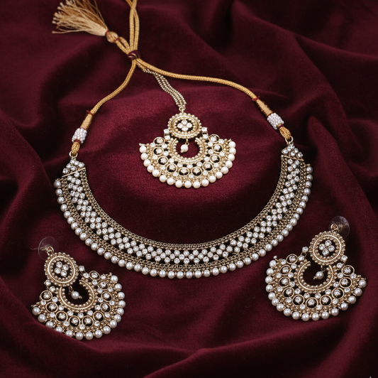 Pearl Elegance Kundan Necklace Set