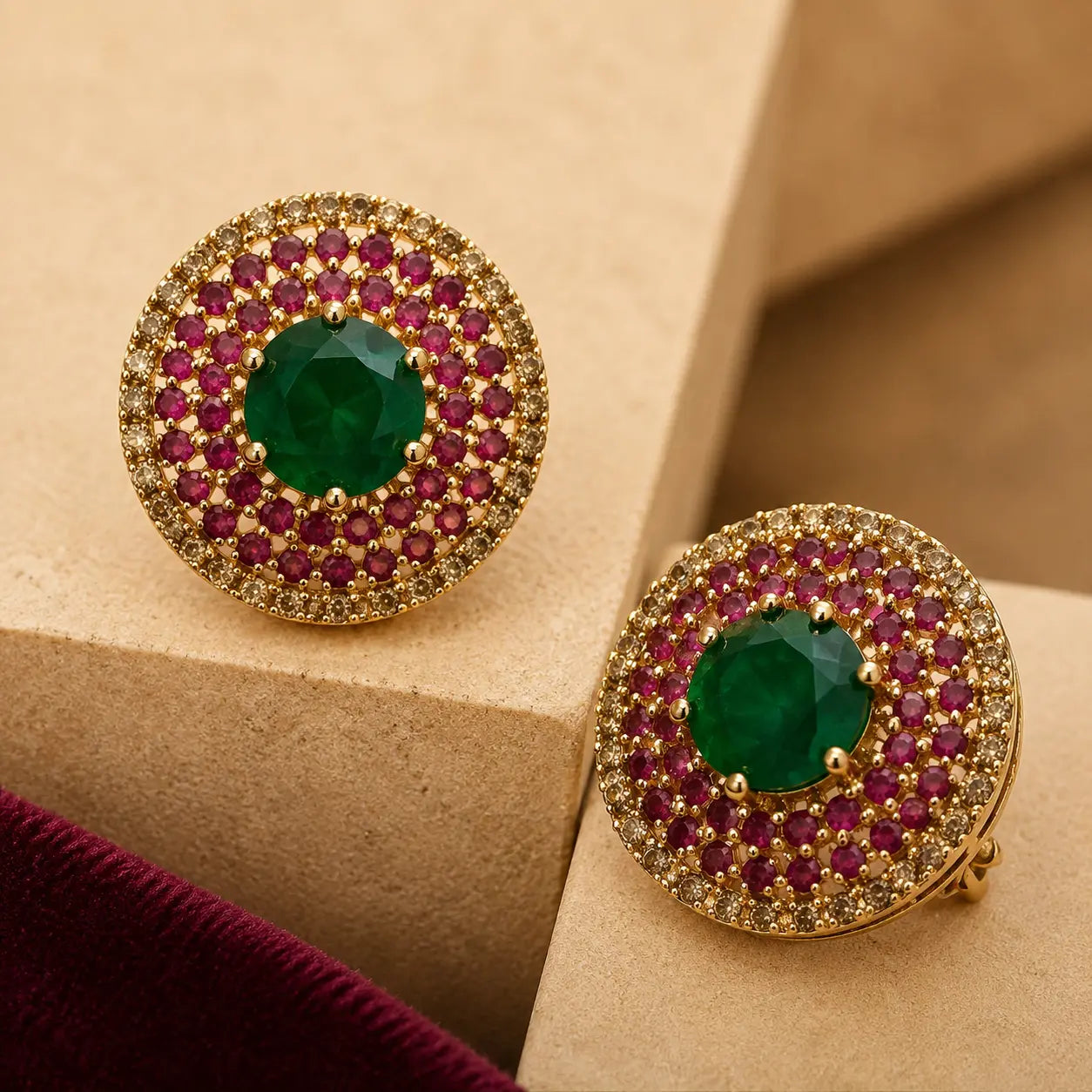 Zarkhez Gold Halo Stud Earrings