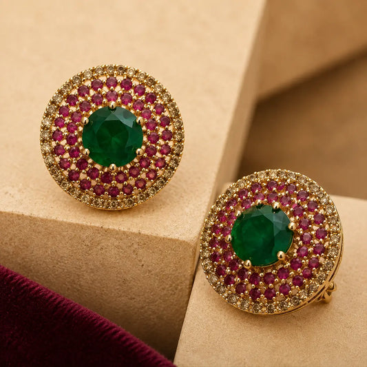 Zarkhez Gold Halo Stud Earrings