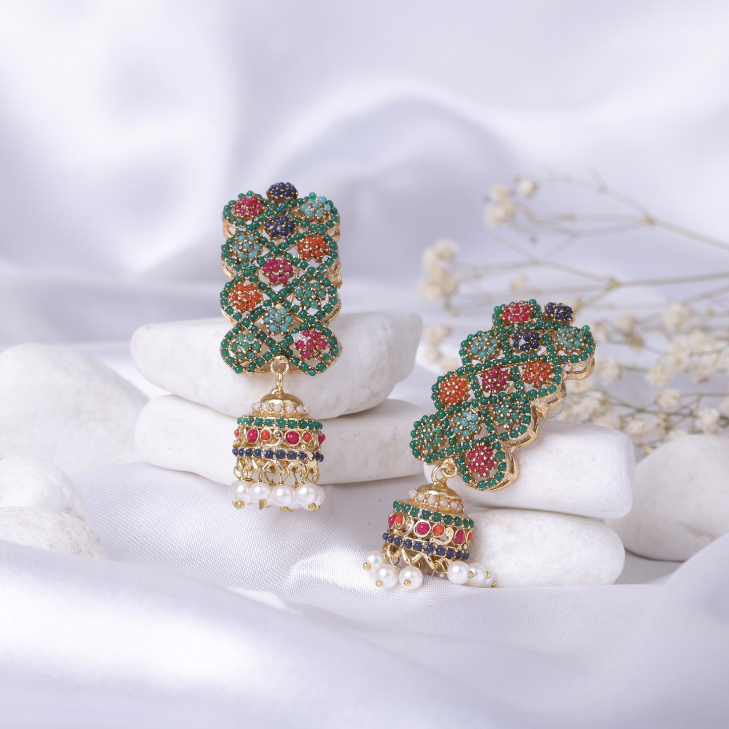 Naurattan Jhumka Pair