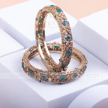 Gold Plated Bangle Pair - 57