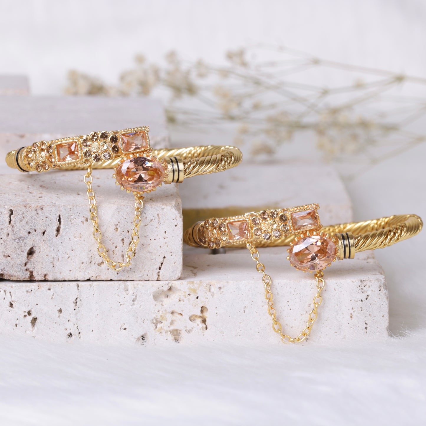 Amethyst Flower Bangles
