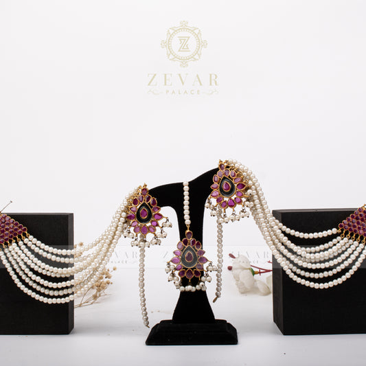 Pearl Sahara Earring & Teeka