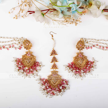 Sahara Earring & Teeka Pink