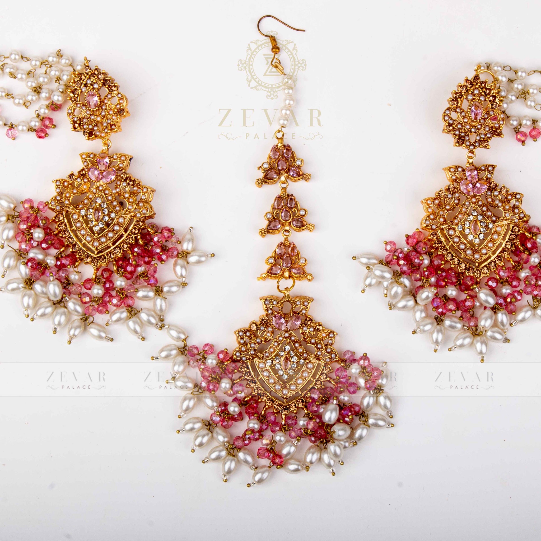 Sahara Earring & Teeka Pink