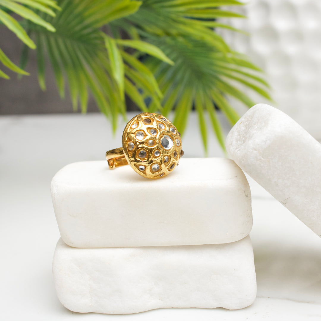 Gold Metallic Toned Handcrafted Ring
