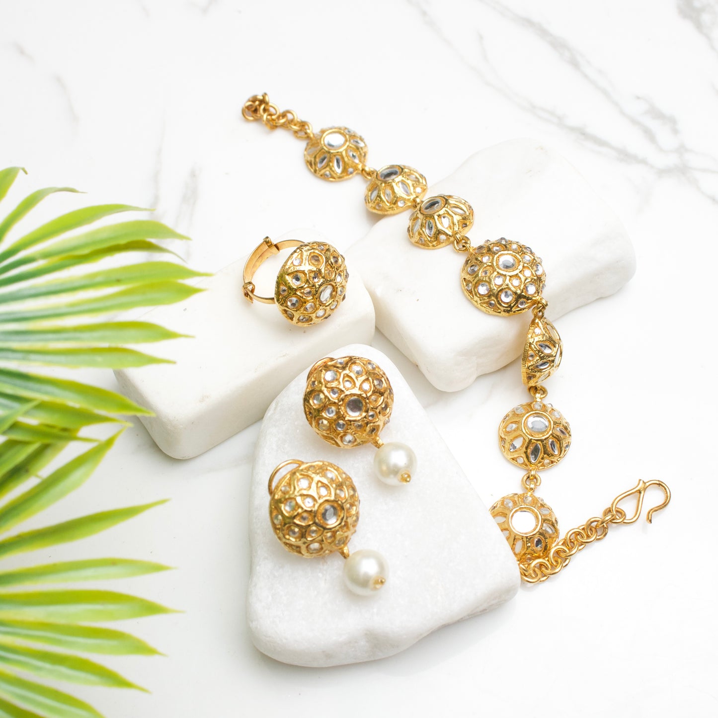 Gold Metallic Toned Handcrafted Bracelet With E&R