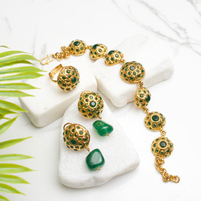 Gold Metallic Toned Handcrafted Bracelet With E&R