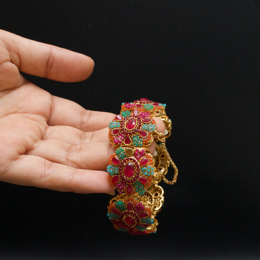 Naurattan Flower Single Bangles