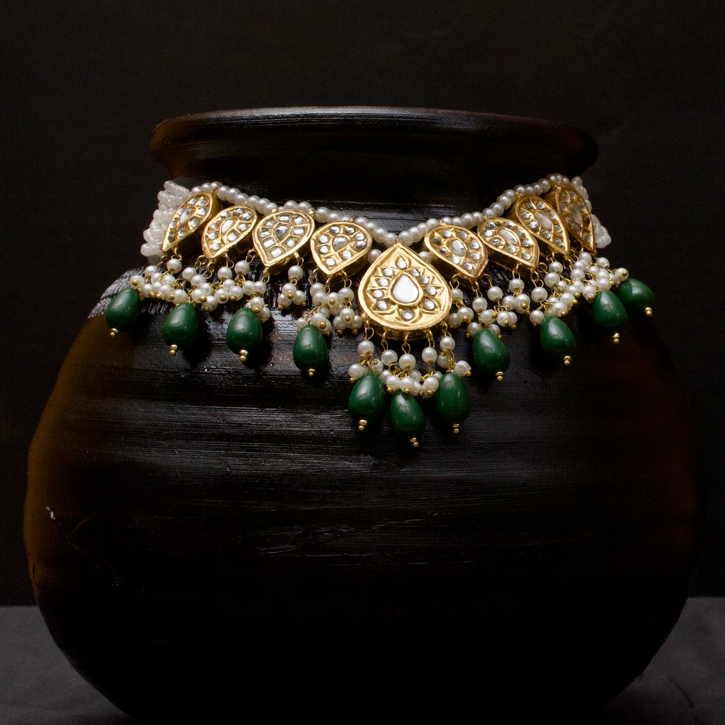 Stunning Laak Kundan Set Golden
