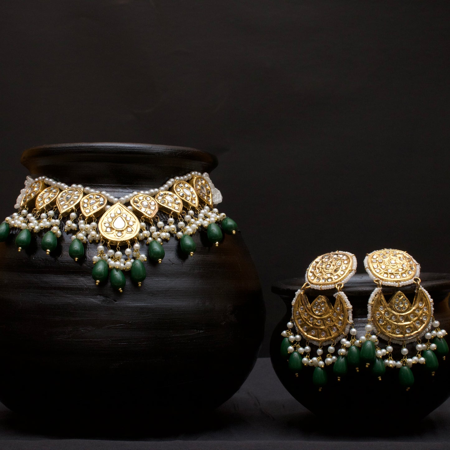 Stunning Laak Kundan Set Golden
