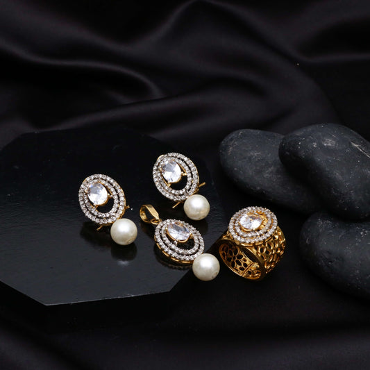 Zircon Pearl Locket Set