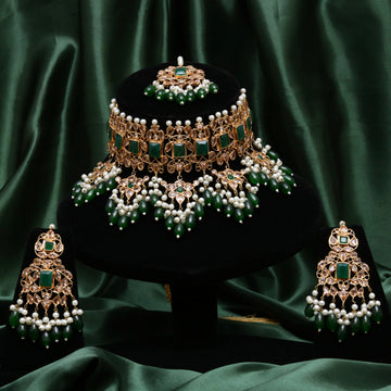 Royal Bridal Necklace Earrings & Teeka