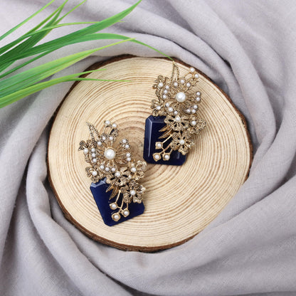 Hand Crafted Blossom Earrings - Gold Plated Semi Precious Stone