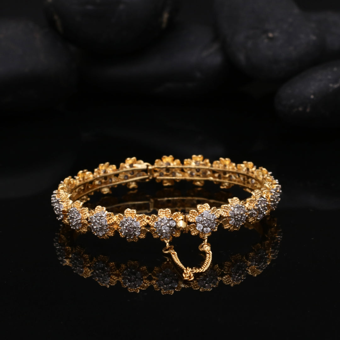 Zircon Flower Golden Bangle