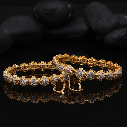 Zircon Flower Golden Bangle