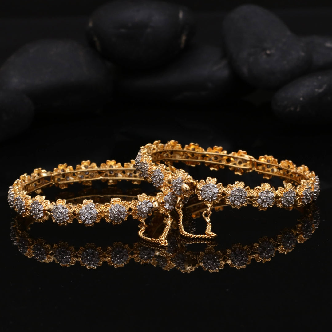 Zircon Flower Golden Bangle