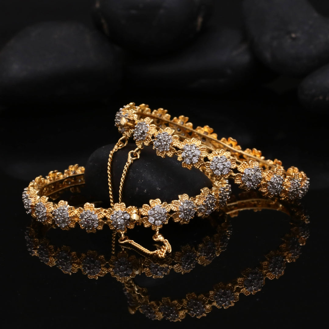 Zircon Flower Golden Bangle