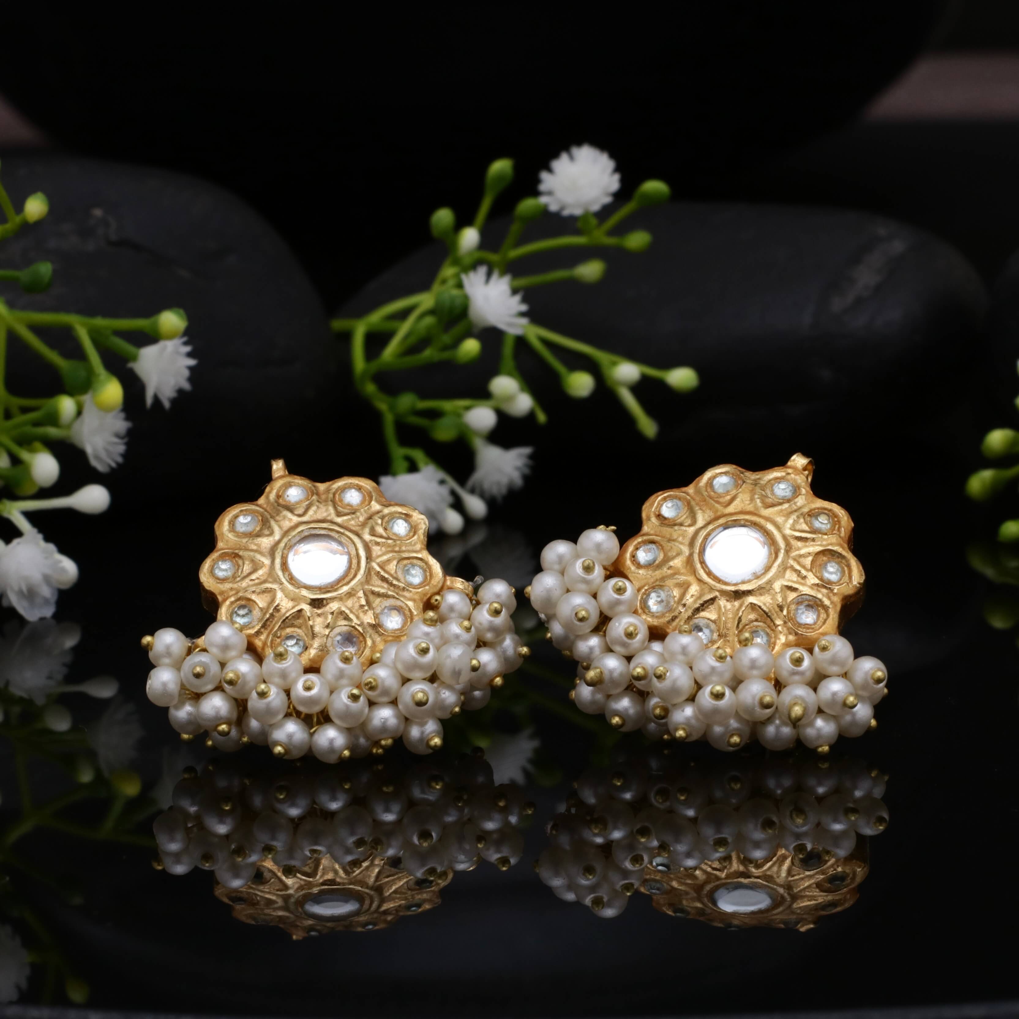 Buy White Pearl Drop Earrings by Do Taara Online at Aza Fashions.