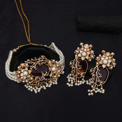 Orchid Hand Crafted Chokker Set