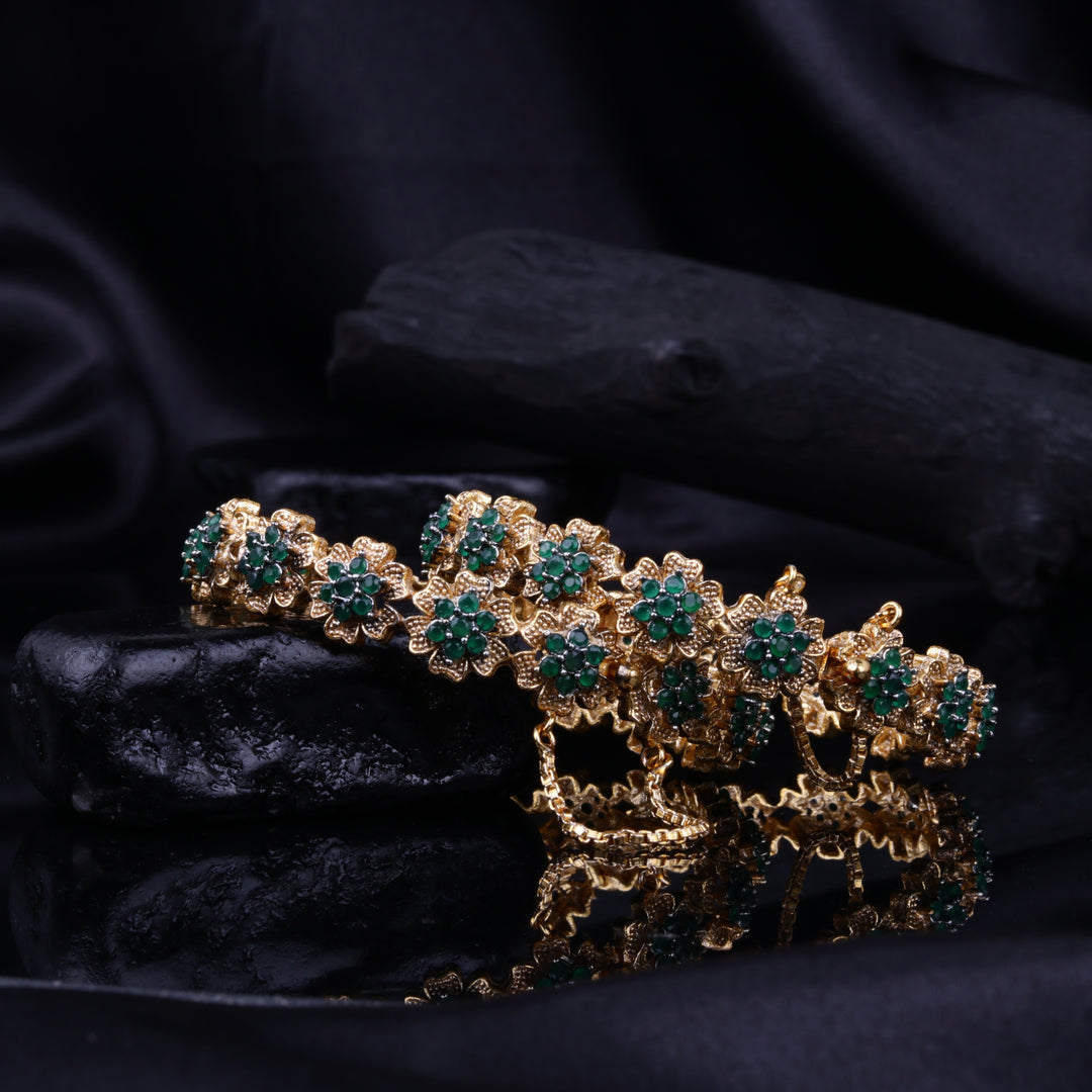 Zircon Flower Golden Bangle