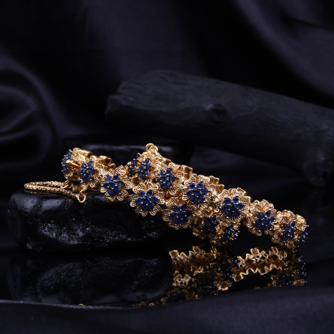 Zircon Flower Golden Bangle