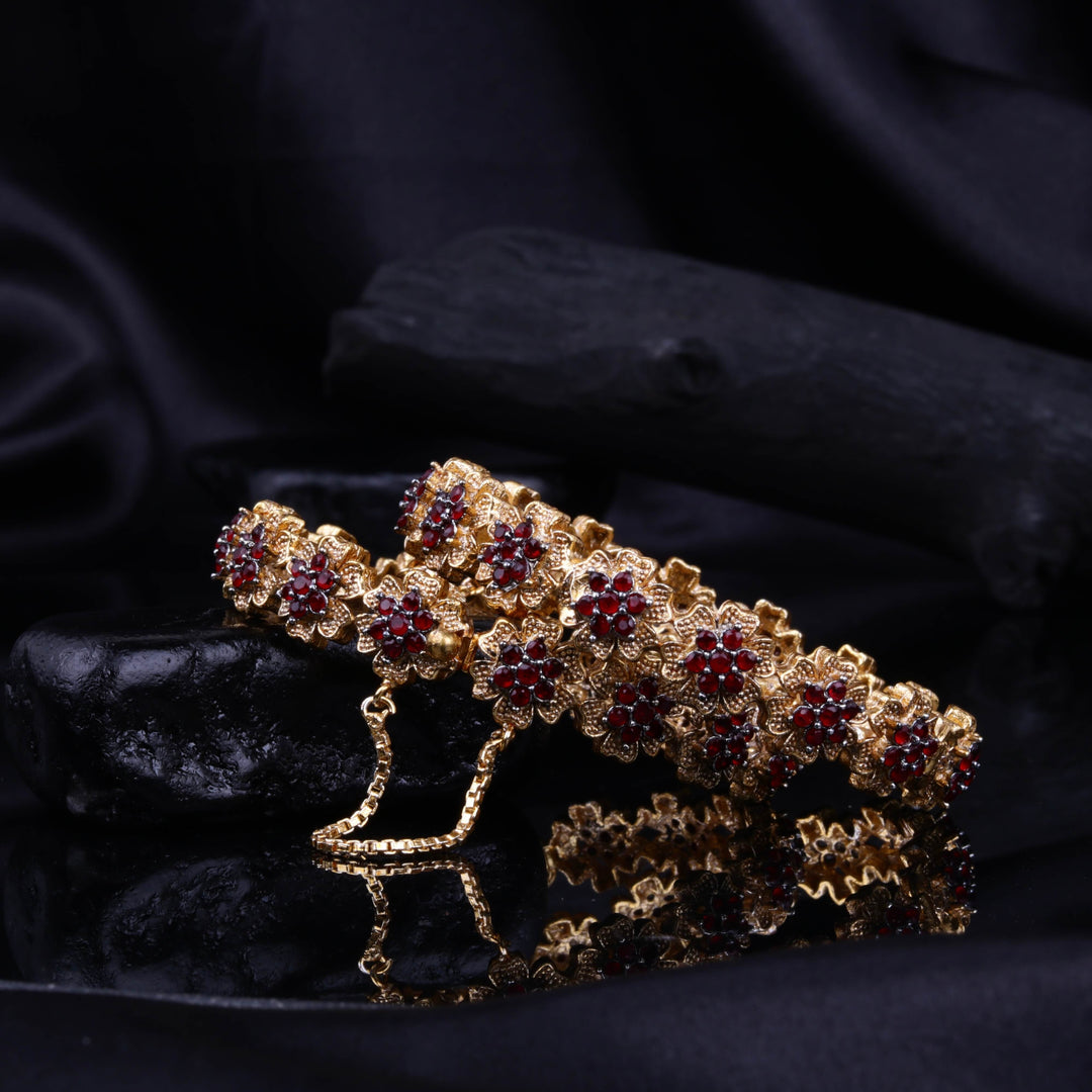 Zircon Flower Golden Bangle