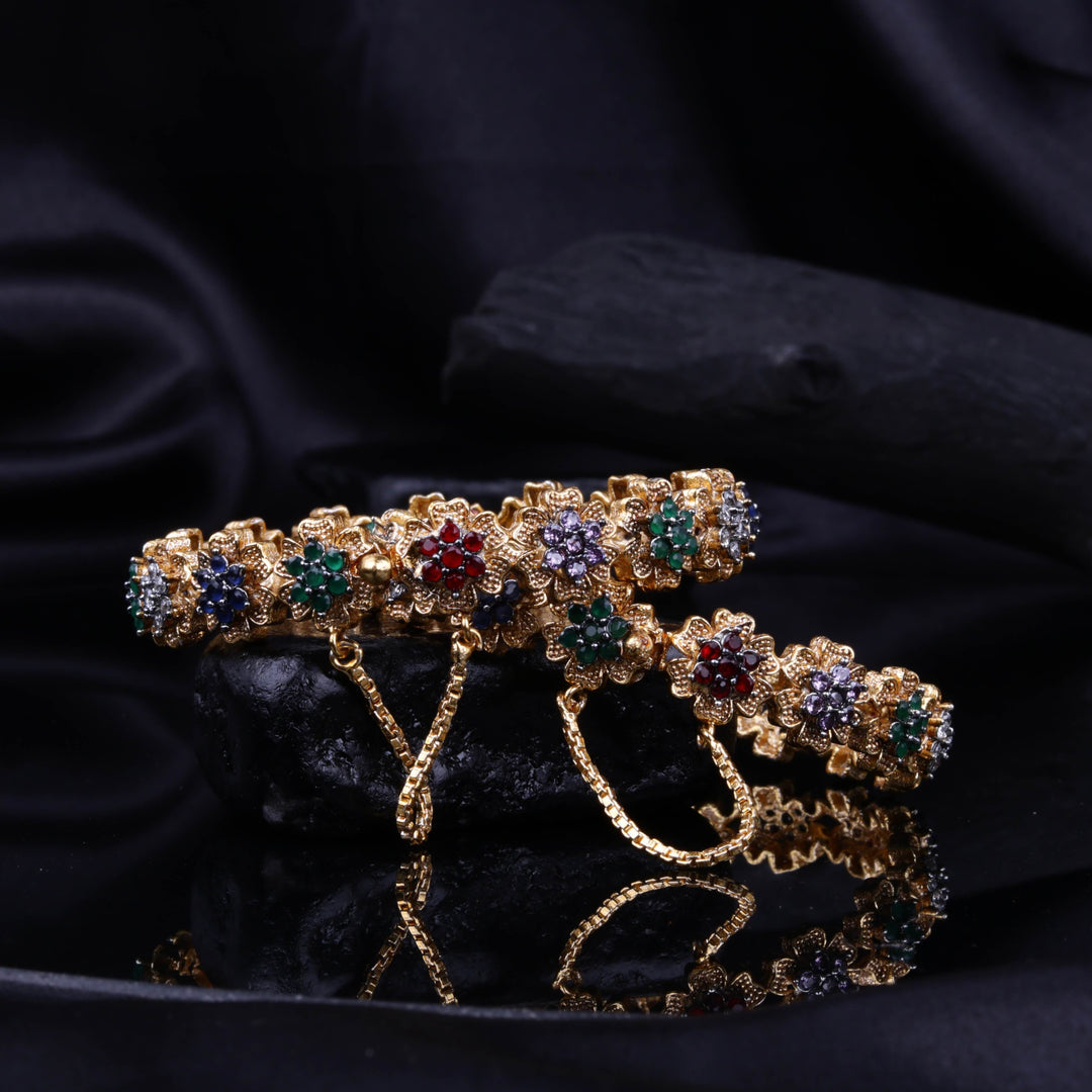 Zircon Flower Golden Bangle