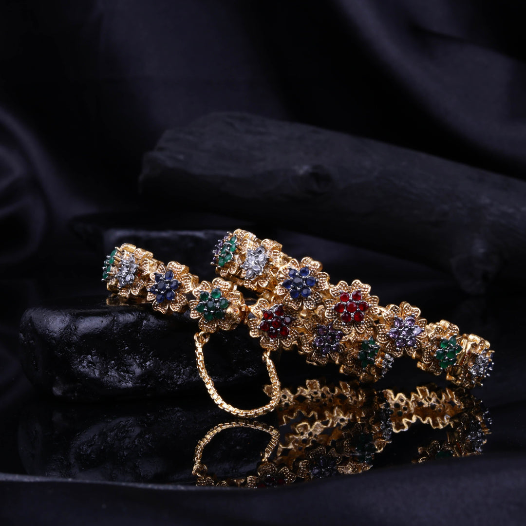 Zircon Flower Golden Bangle