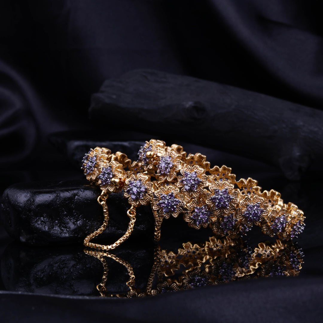 Zircon Flower Golden Bangle
