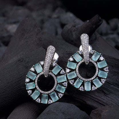 Zirconia Circle Earrings - Gold & Silver Plated Jarao Stone Jewelry