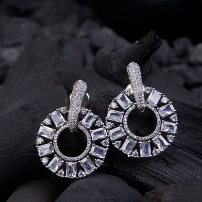 Zirconia Circle Earrings - Gold & Silver Plated Jarao Stone Jewelry