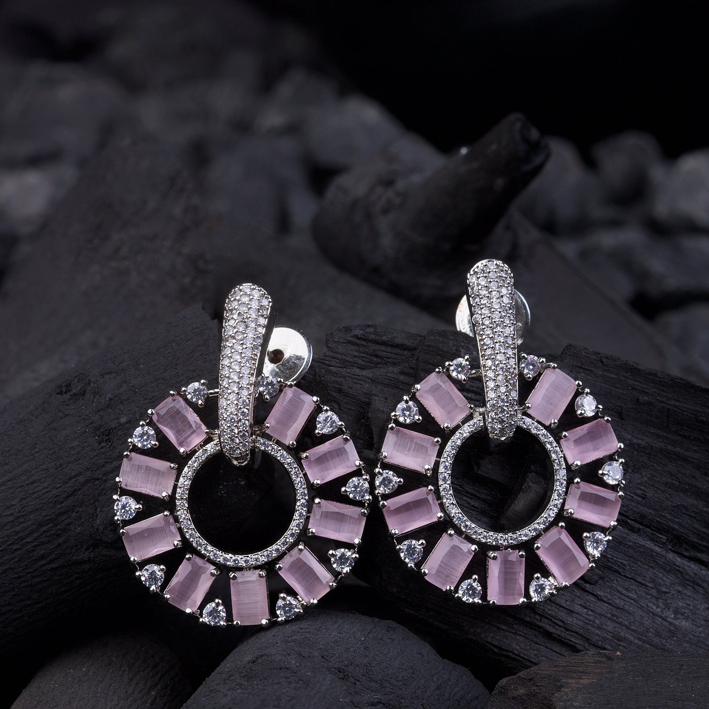 Zirconia Circle Earrings - Gold & Silver Plated Jarao Stone Jewelry