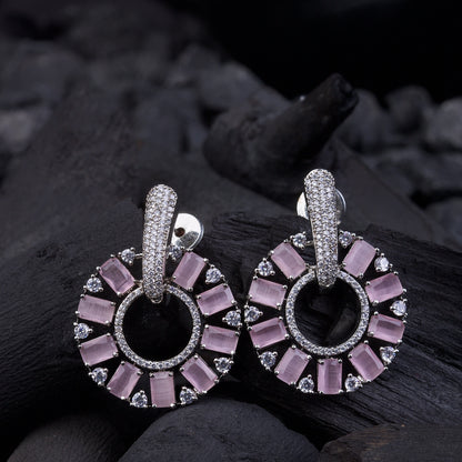 Zirconia Circle Earrings - Gold & Silver Plated Jarao Stone Jewelry