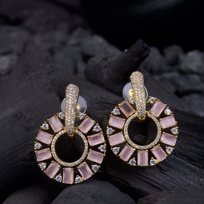 Zirconia Circle Earrings - Gold & Silver Plated Jarao Stone Jewelry
