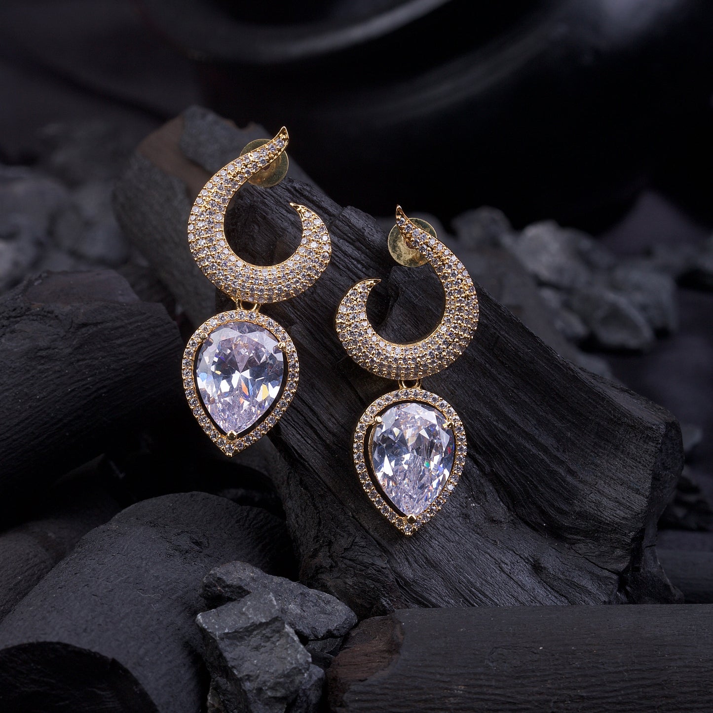 Gemstone Jarao Stone Earrings - Silver Plated Statement Jewelry